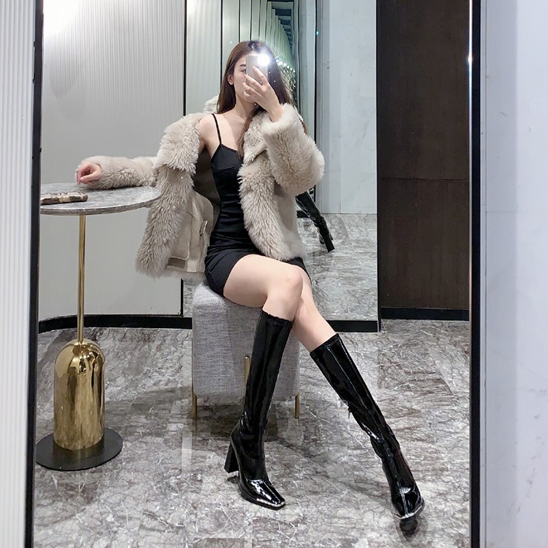 ブーツ 光沢感あふれる美脚ロングブーツ