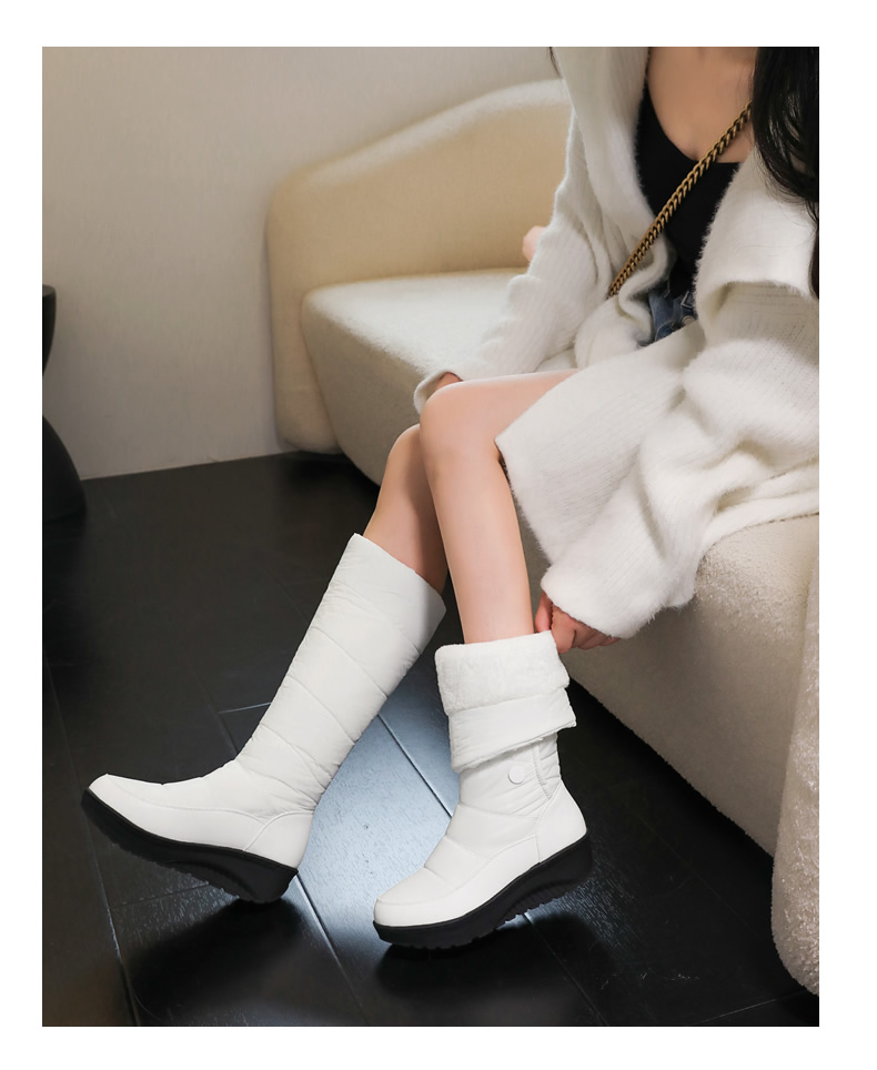 ブーツ 防寒キルティング ロングブーツ