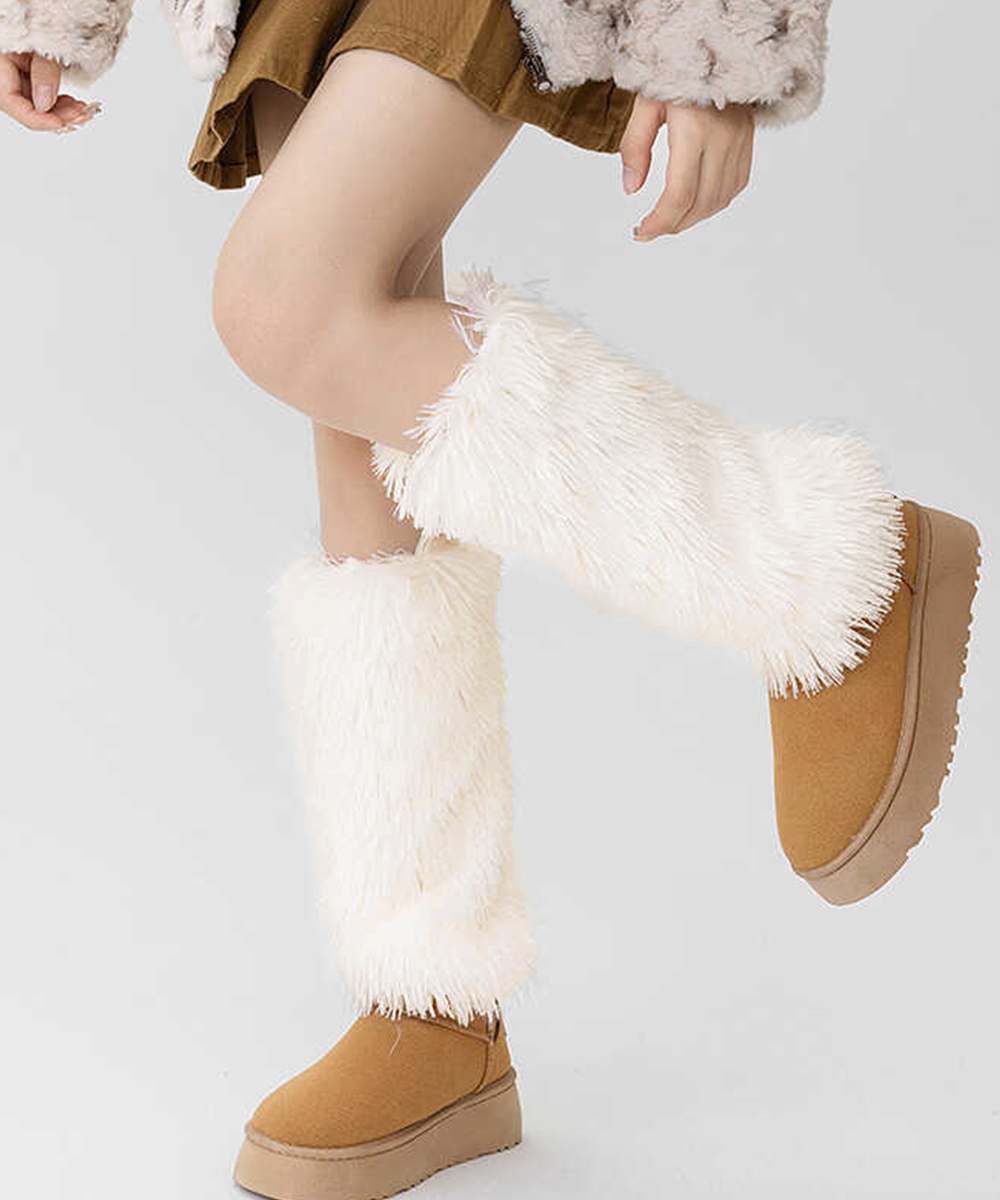 もこもこファーレッグウォーマー ブーツ用防寒