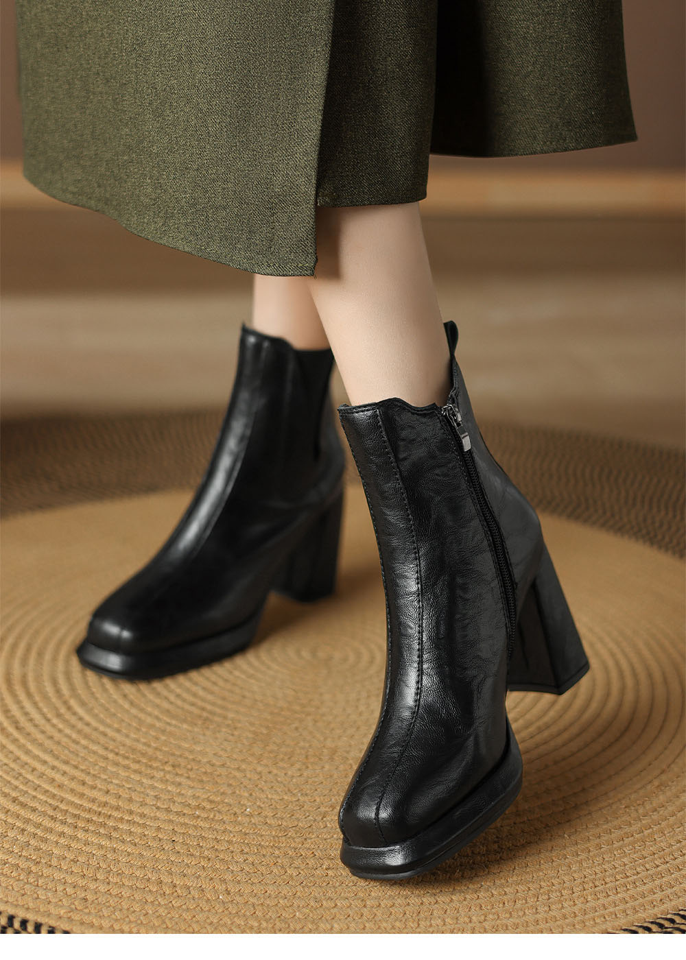 2024秋冬新作 レディース サイドゴアブーツ 太ヒール