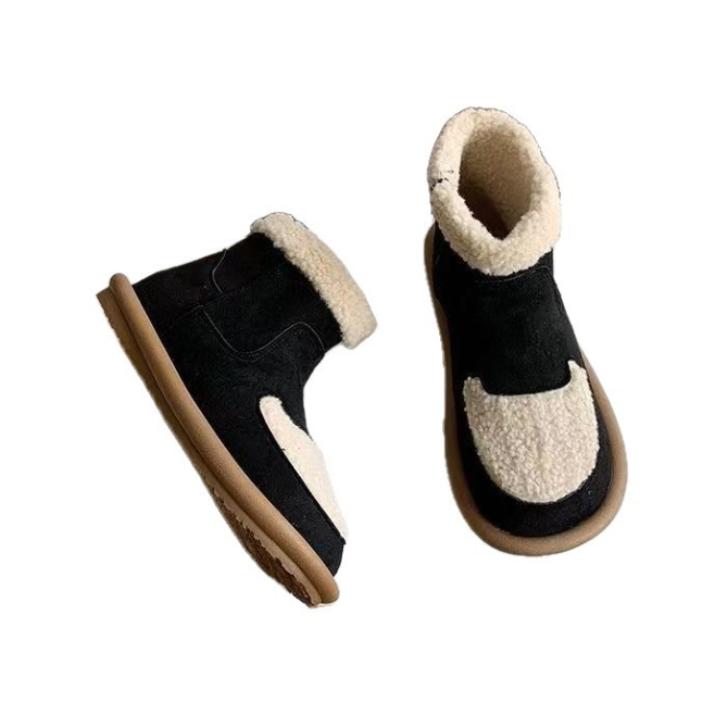 異素材切替 裏ボア エード調 ムートンブーツ