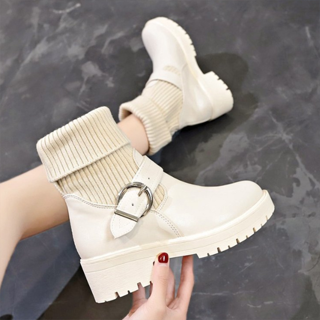 レディース ソックス エンジニア ショートブーツ 二通り履き 黒 ベージュ