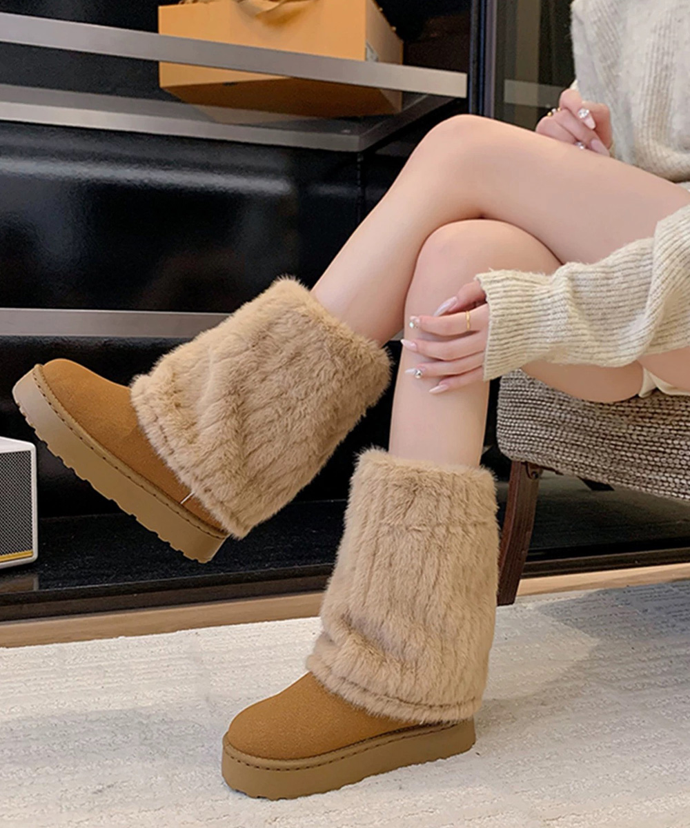 ふわふわファー厚底ムートンブーツ