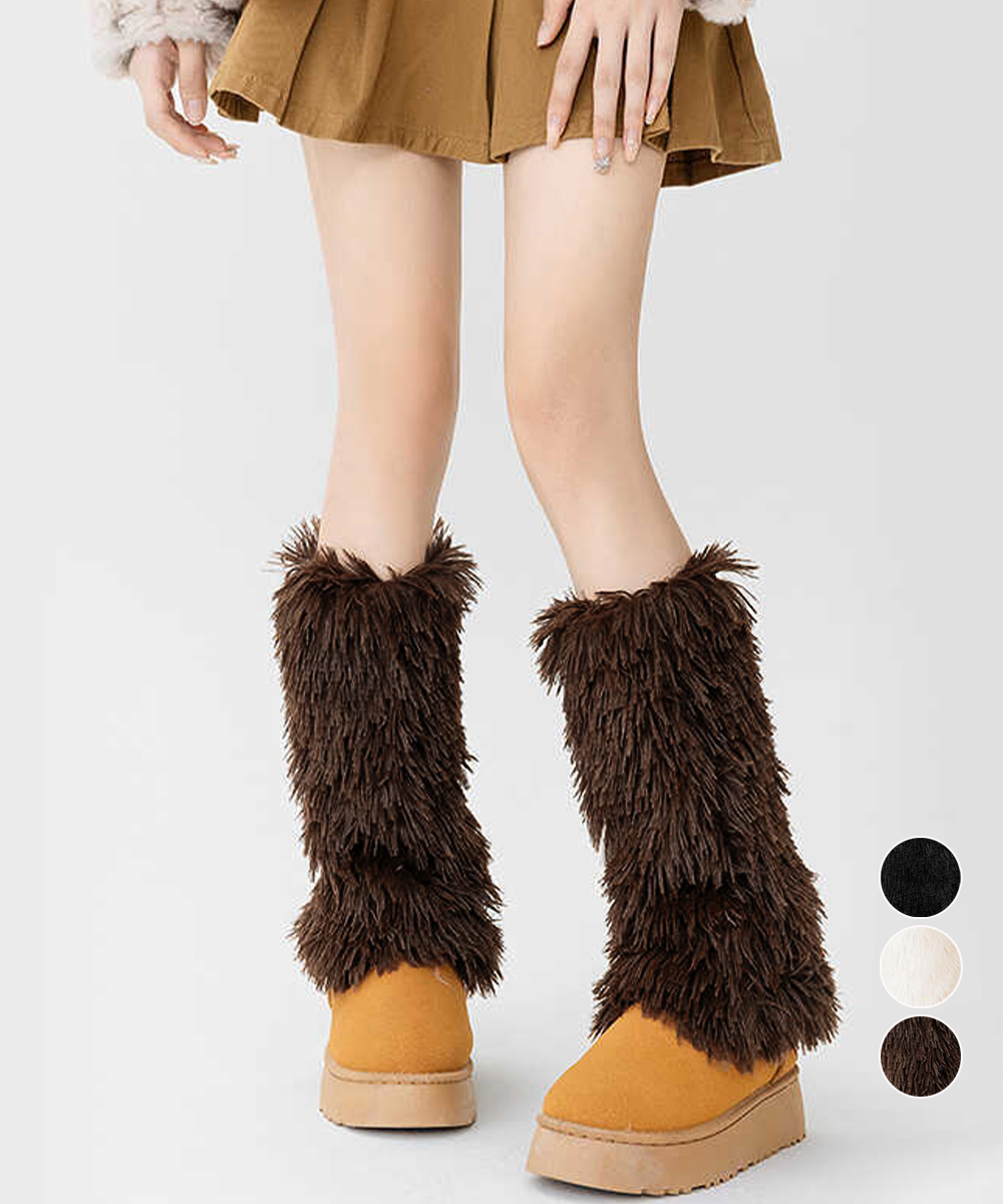 もこもこファーレッグウォーマー ブーツ用防寒