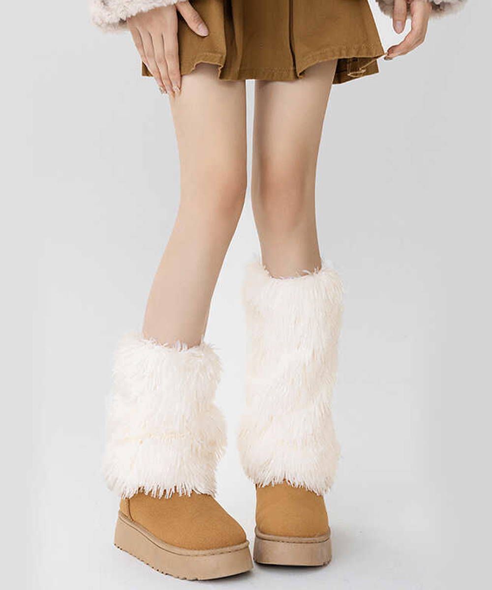 もこもこファーレッグウォーマー ブーツ用防寒