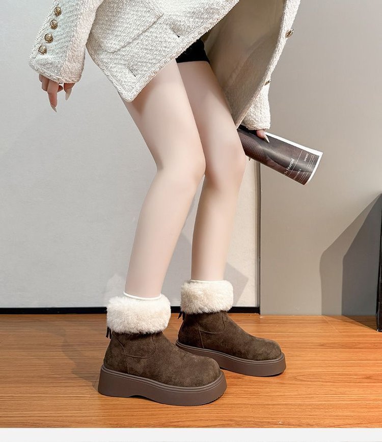 レディース 裏ボアスエード調厚底ムートンブーツ 