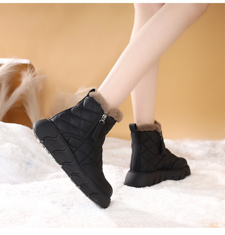 レディース 裏ボア キルティング 厚底ムートンブーツ