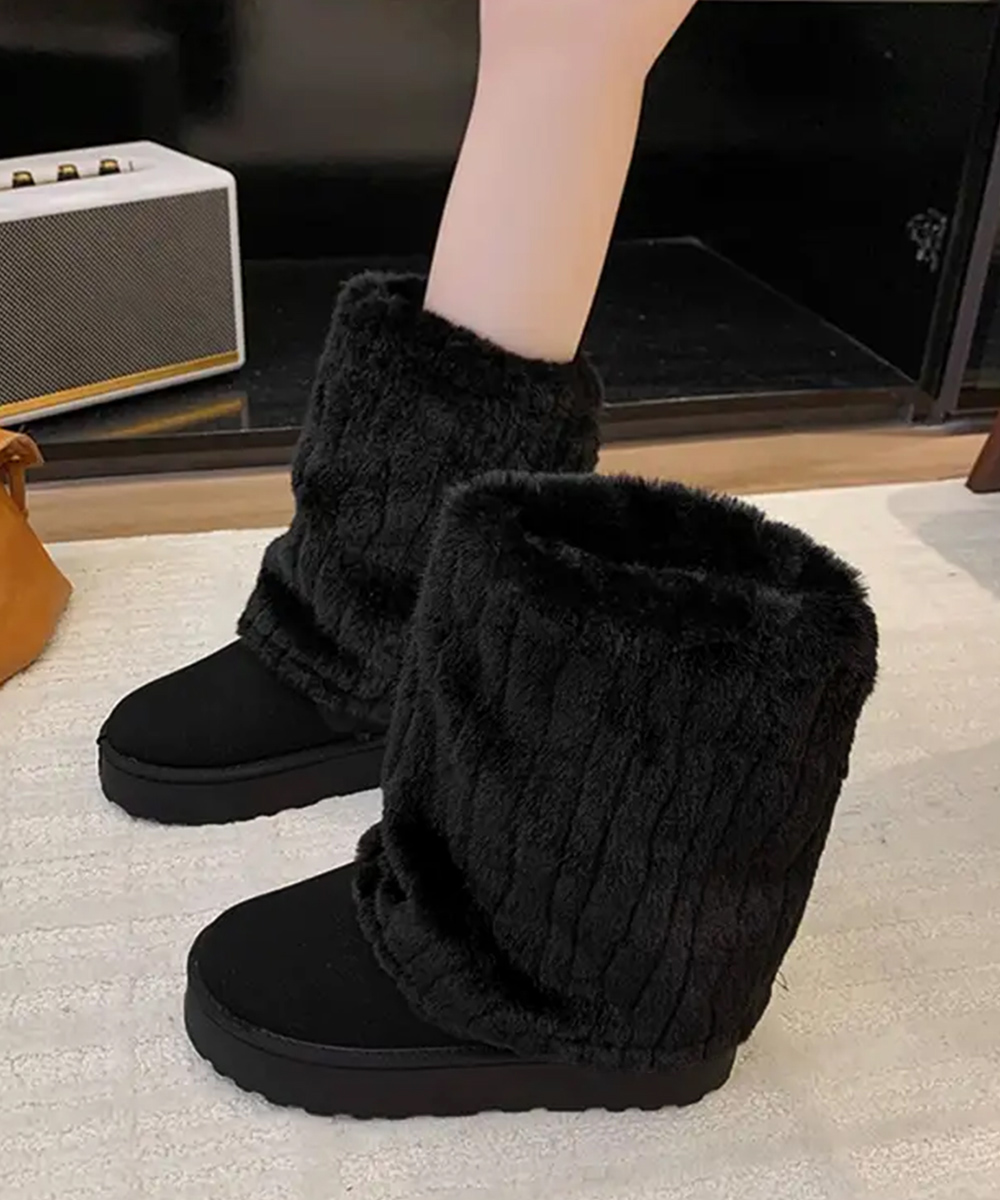 ふわふわファー厚底ムートンブーツ