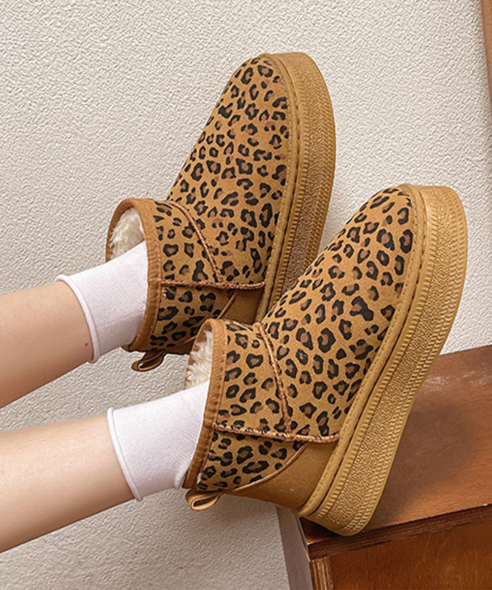 厚底ムートンブーツ レオパード柄 裏起毛