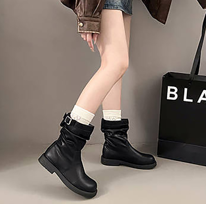 女性用くしゅくしゅショートブーツ歩きやすい柔らか素材