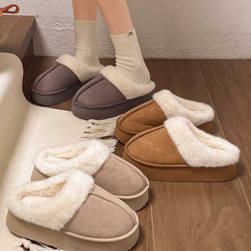 厚底 ブーツ もこもこファー付き厚底スリッパ