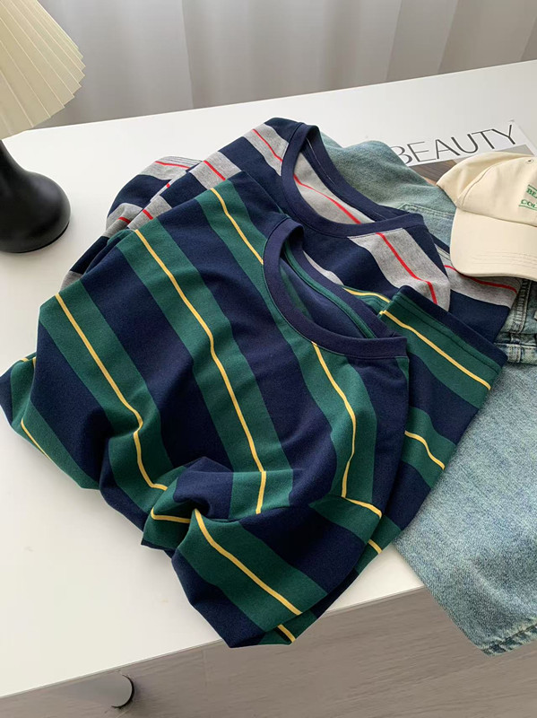 ボーダー服 2025新作 ボーダー柄長袖シャツ レディース 春秋カジュアル