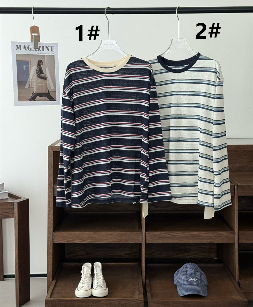 ボーダー服 二〇二五年新作ボーダー柄長袖トップス春秋レディース
