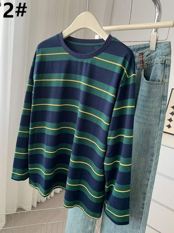 ボーダー服 2025新作 ボーダー柄長袖シャツ レディース 春秋カジュアル