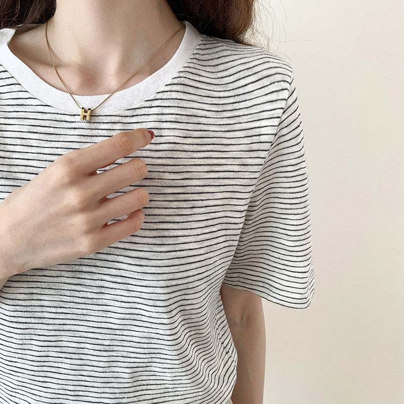 ボーダー服 なめらか細線ボーダーカットソー