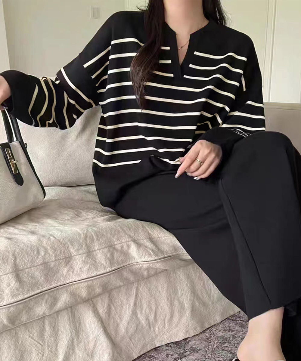 ボーダー服 ボーダーニットセットアップ上下セット