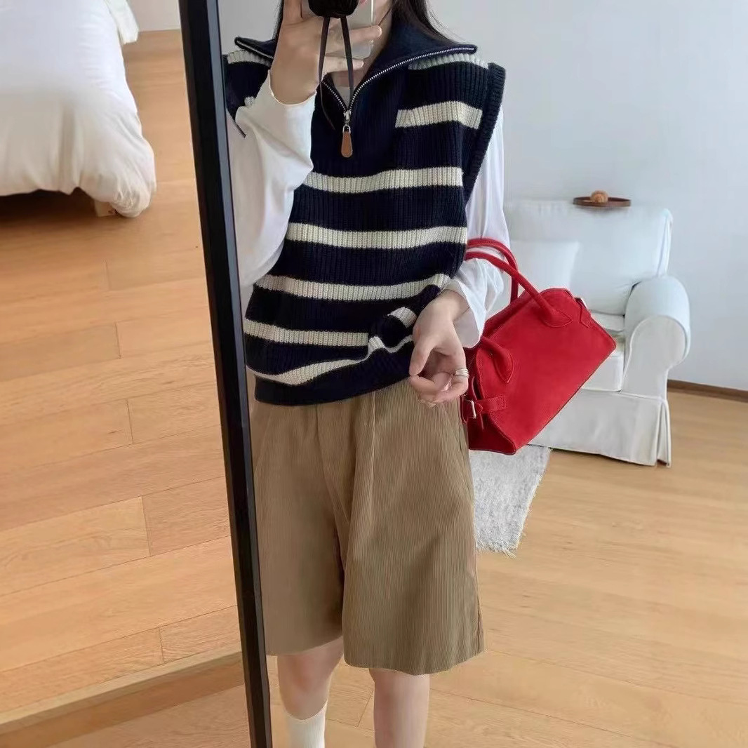 ボーダー服 ハーフジップ ボーダーベスト