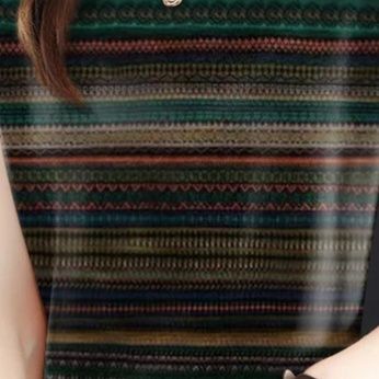ボーダー服 ボーダー服 民族調模様ボーダー半袖