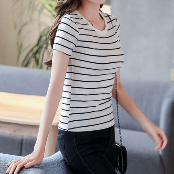 シンプルボーダー半袖Tシャツ ボーダー服