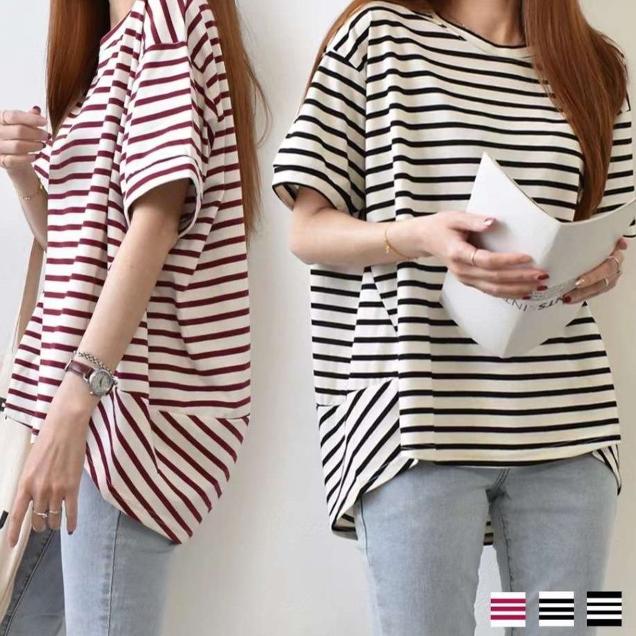 ゆったりシルエットのボーダーTシャツ ボーダー服