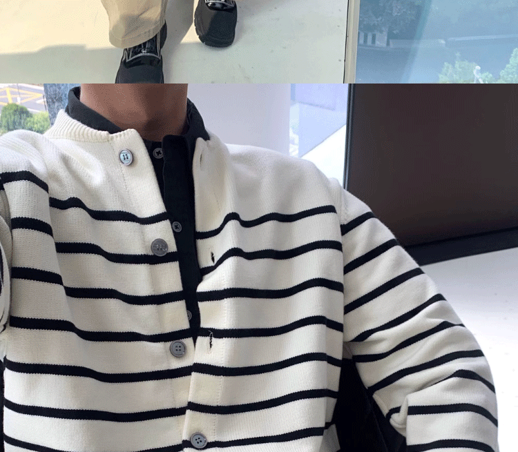 シンプルボーダー柄カーディガン ボーダー服