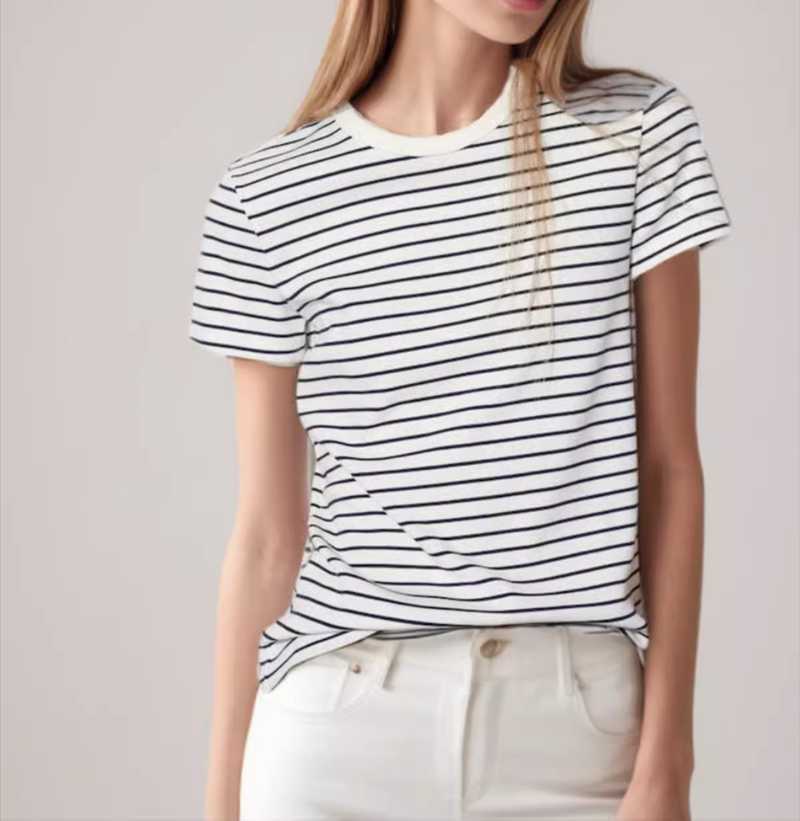 クラシックボーダー柄クルーネック半袖Tシャツ ボーダー服