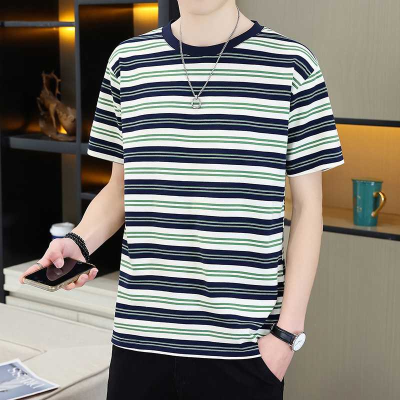 クラシカルボーダー半袖カジュアルTシャツ ボーダー服