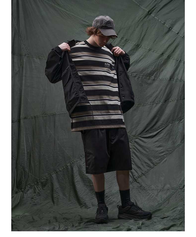ボーダー服 マルチボーダーオーバーサイズ半袖カットソー