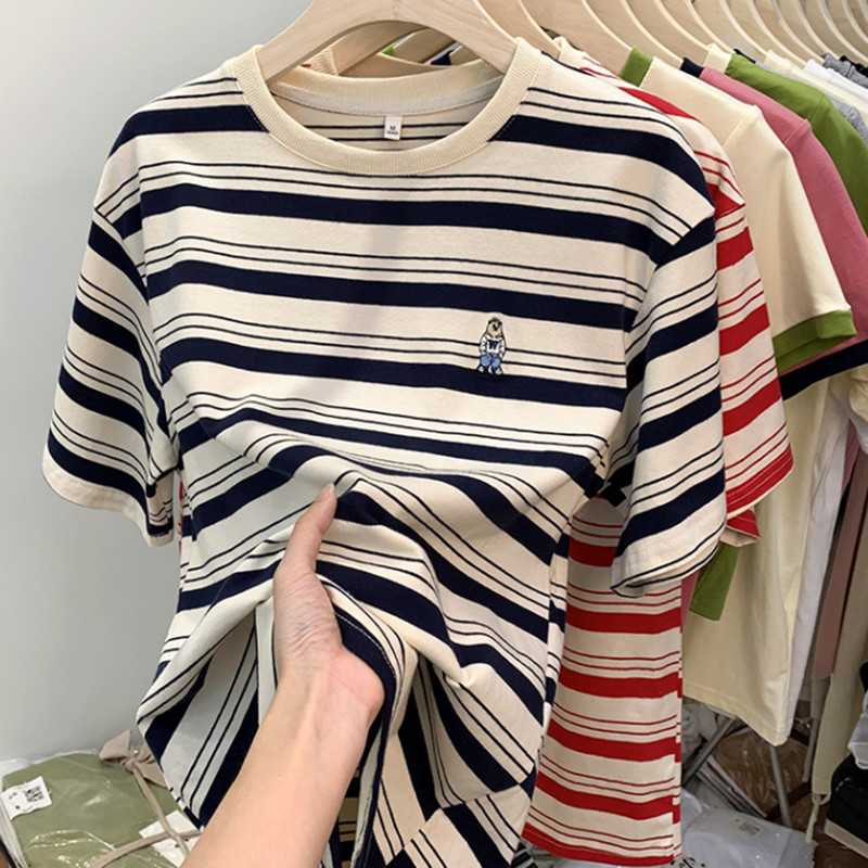 ボーダー服 小さなマスコット刺繍入りボーダーTシャツ
