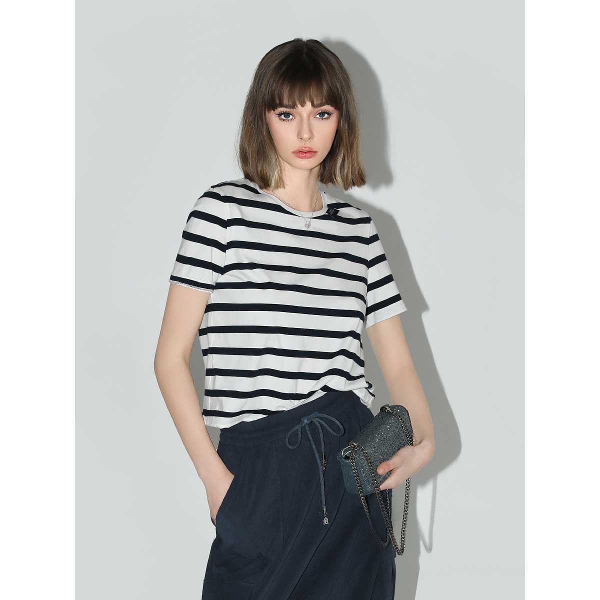 ボーダー服 シンプルベーシックボーダー半袖