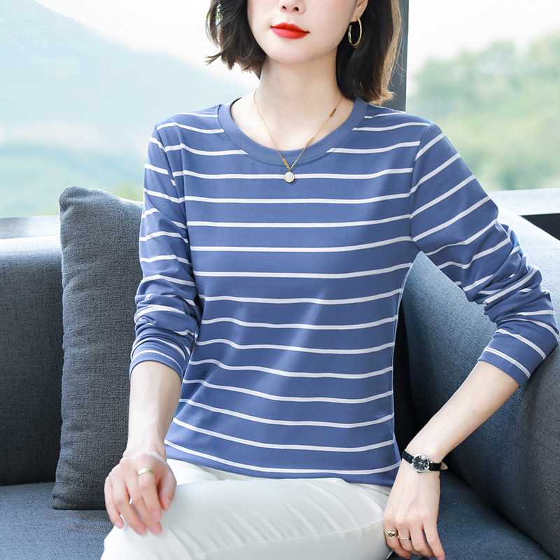 ボーダー すっきり爽やか 横縞長袖カットソー