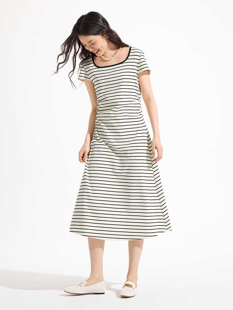 ボーダー服 おしゃれ楽ちん 爽やか横縞ワンピース