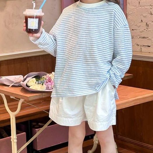 ゆったりシルエットのボーダー長袖Tシャツ ボーダー服