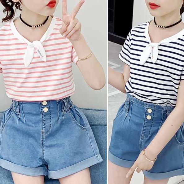 夏のさわやかセーラー風ボーダーTシャツ ボーダー服