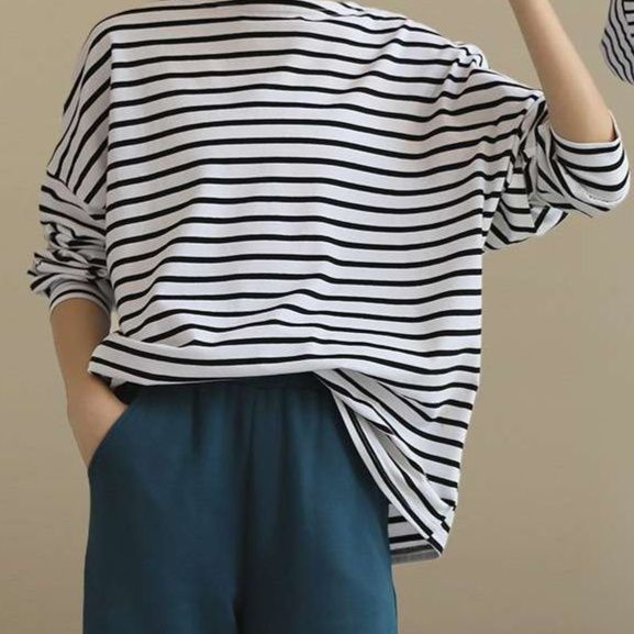 ゆったりボーダーカットソー ボーダー服