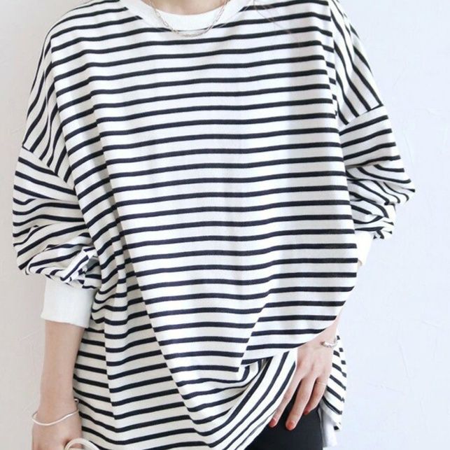 ボーダー服 ロンT レディース ゆったり 綿 長袖 大きいサイズ 秋服