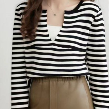 ボーダー服 レディース ボーダー柄 ニット ツーピース 長袖 縞模様