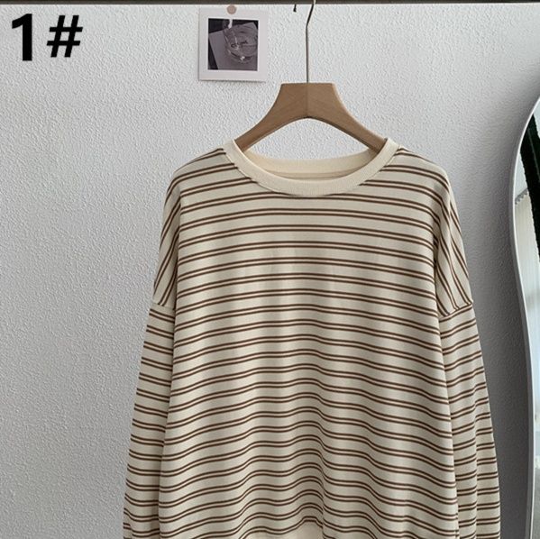 ボーダー服 新作ボーダー柄長袖トップス春秋レディース カットソー