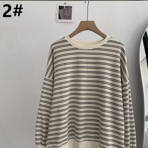 ボーダー服 新作ボーダー柄長袖トップス春秋レディース カットソー