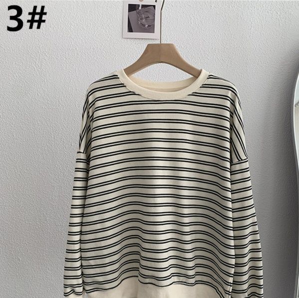 ボーダー服 新作ボーダー柄長袖トップス春秋レディース カットソー