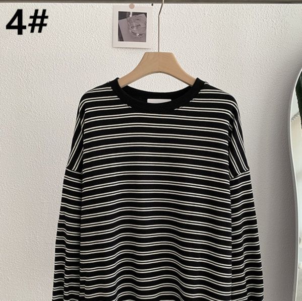 ボーダー服 新作ボーダー柄長袖トップス春秋レディース カットソー