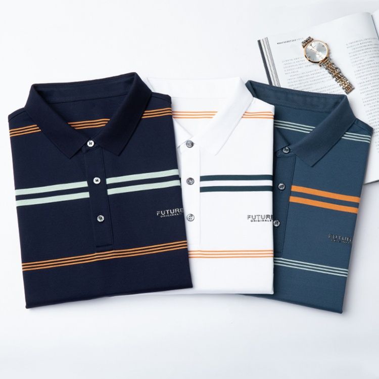 ボーダー服 爽やか縞模様 紳士用上質ポロシャツ