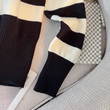 ボーダー服 二ットレディース フェイクショール付き ボーダー柄 ニットトップス