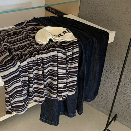 ボーダー服 ロンTボーダー柄長袖春秋レディーストップス