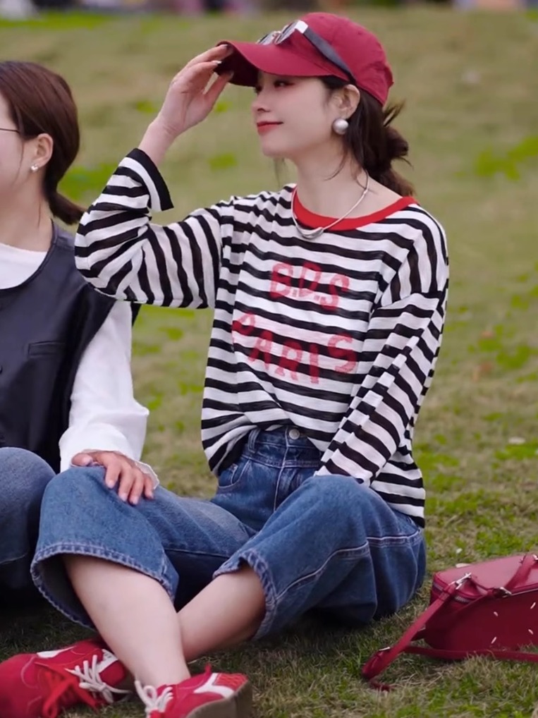 ボーダー服 マリン風ボーダー長袖ティー