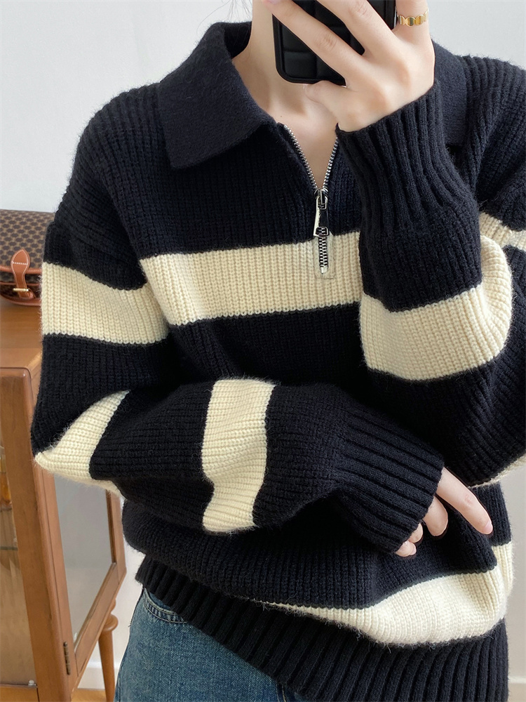 ボーダー服 ボーダーニットセーター ゆったり快適な冬の定番アイテム