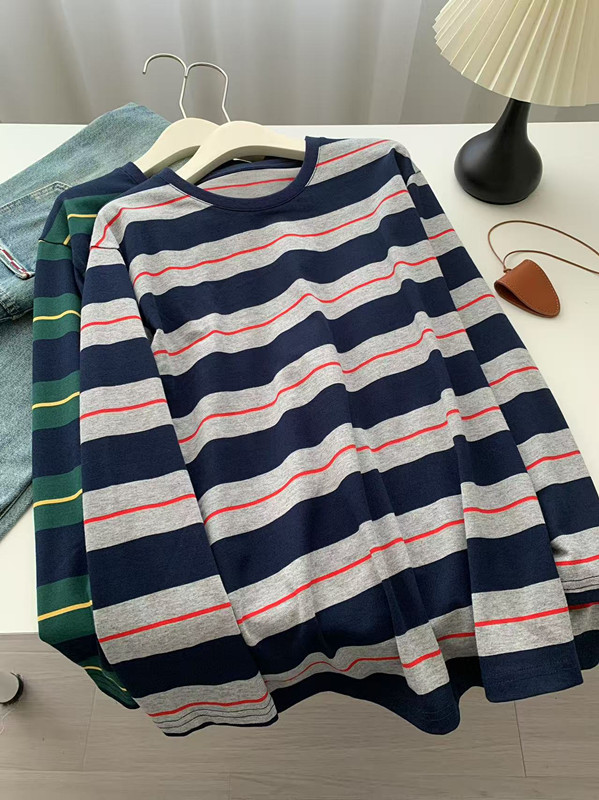 ボーダー服 2025新作 ボーダー柄長袖シャツ レディース 春秋カジュアル