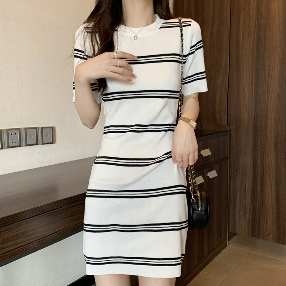 ボーダー服 ボーダー柄 美シルエット サマーニットワンピース