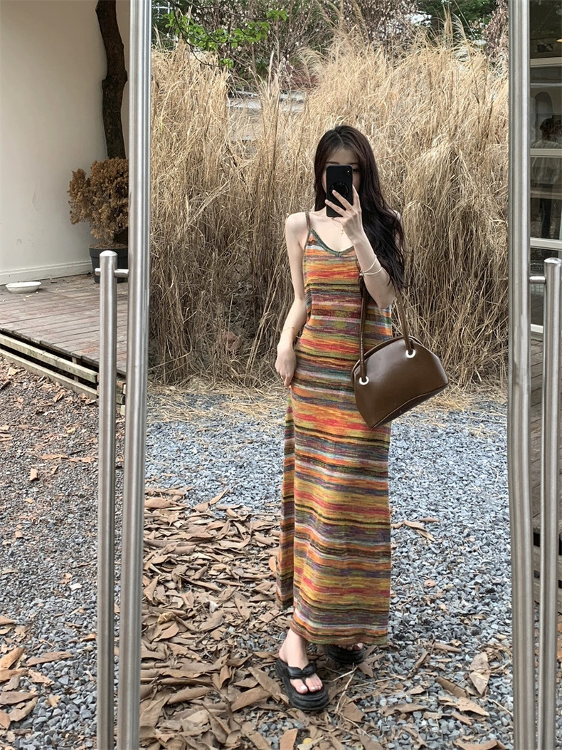ボーダー服 夏色キャミソールボーダーワンピース