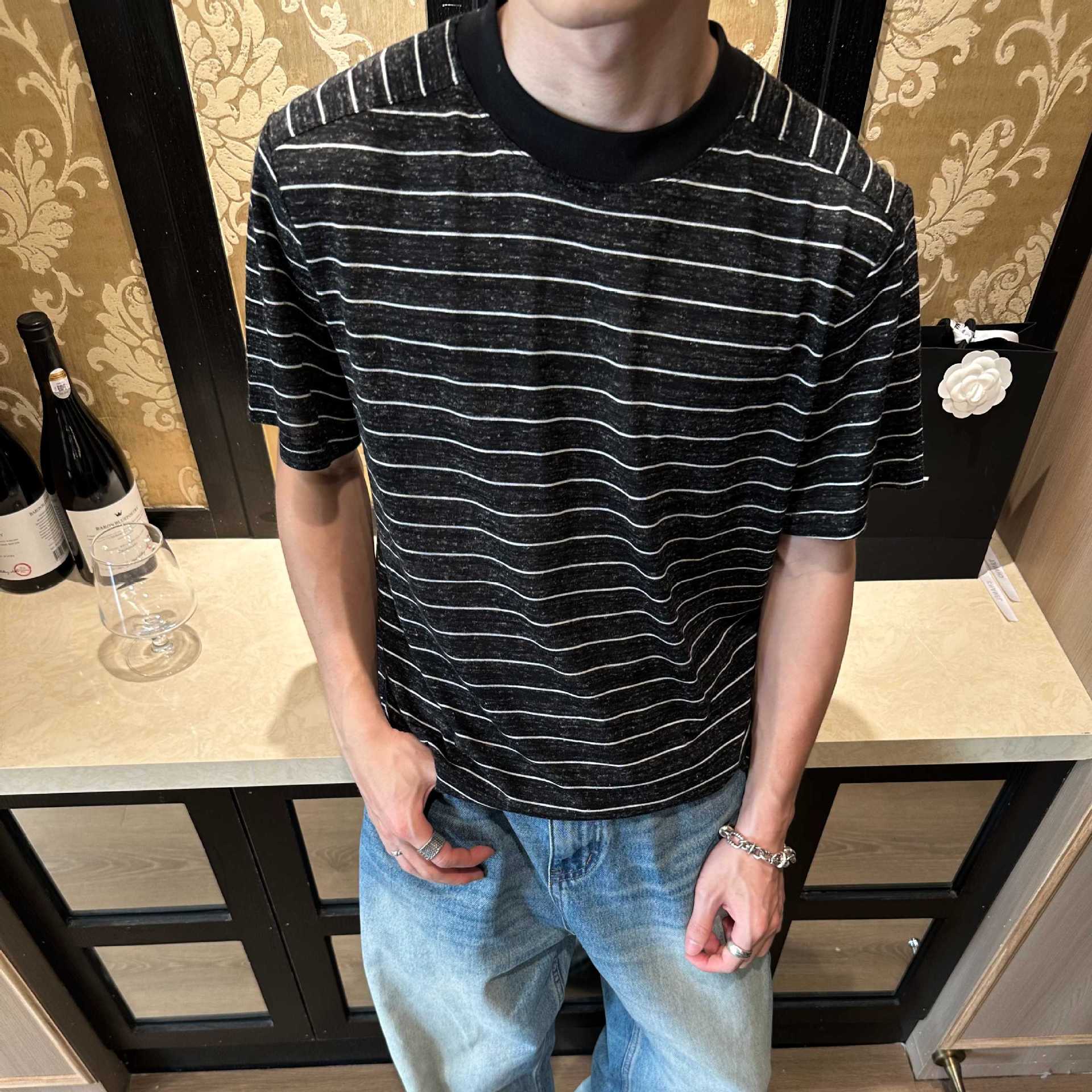 ボーダー服 クラシック細ボーダー半袖Tシャツ